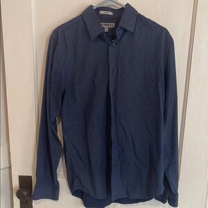 Express Blue Casual Button Down Shirt